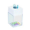 Paper Clip Dispenser Square - Transparent Body/White Top